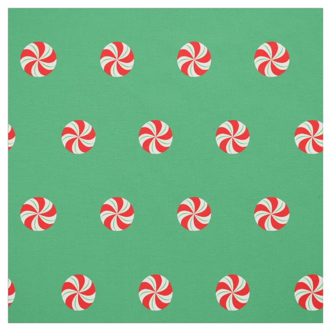 Red and Green Swirl Peppermint Candy Fabric (Swatch)