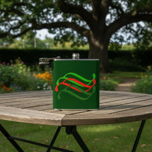 Red and green swirls Flask