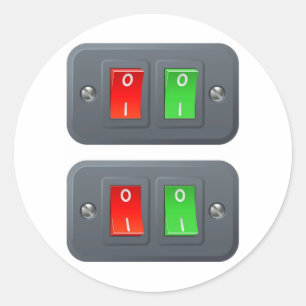 Red and green switches classic round sticker