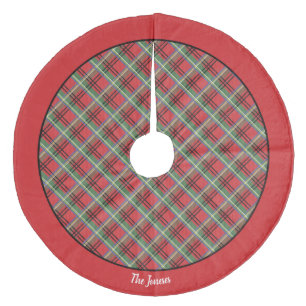 Red and Green Tartan Christmas Plaid Fleece Tree Skirt