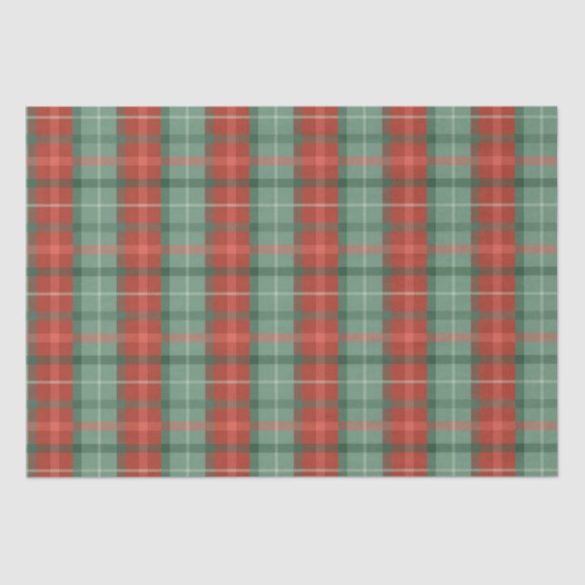 Red and green tartan pattern tissue paper (Front)