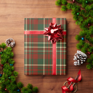Red and green tartan plaid Christmas holiday gift Wrapping Paper
