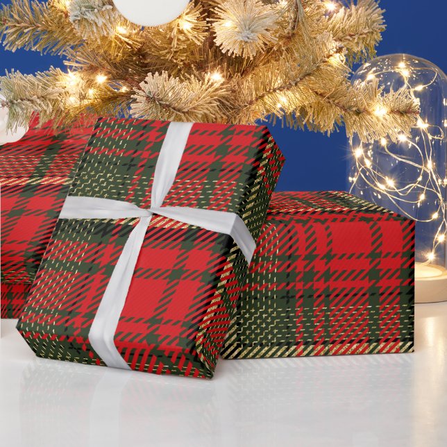 Red and Green Tartan Plaid Holiday Wrapping Paper (Holidays)