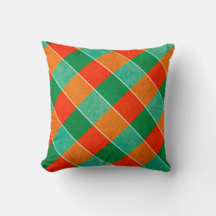 Red and green tartan plaid pattern cushion