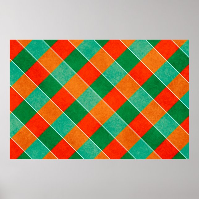 Red and green tartan plaid pattern poster (Front)