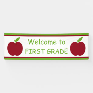 Red and Green Teacher's Apple Personalised Banner