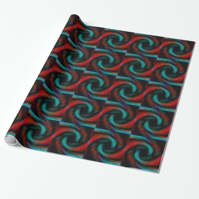 Red and green tentacles wrapping paper (Unrolled)