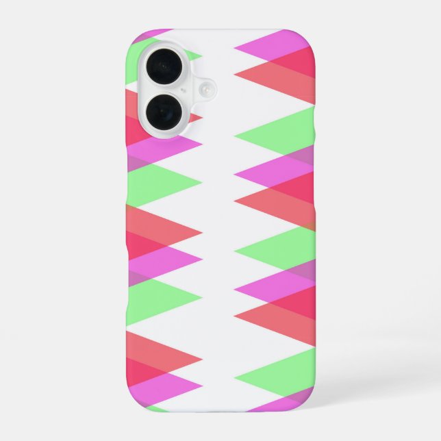 Red and green triangles iPhone 16 case (Back)