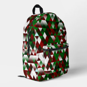 Red and Green Triangles Printed Backpack