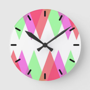 Red and green triangles round clock