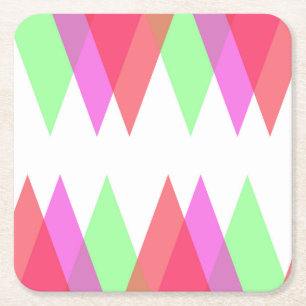 Red and green triangles square paper coaster