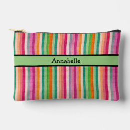 Red and Green Vibrant Stripe  Accessory Pouch