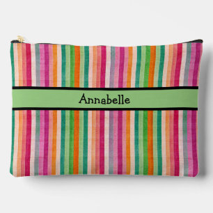 Red and Green Vibrant Stripe  Accessory Pouch