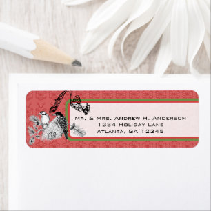 Red and Green Vintage Woodpecker Christmas Labels