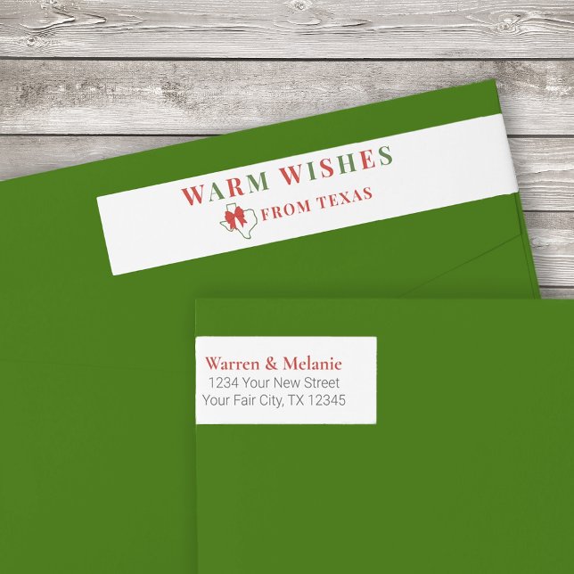 Red and Green Warm Wishes Wraparound Address Label (Creator Uploaded)