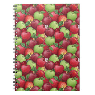 Red and Green Watercolor Apple Pattern Notebook