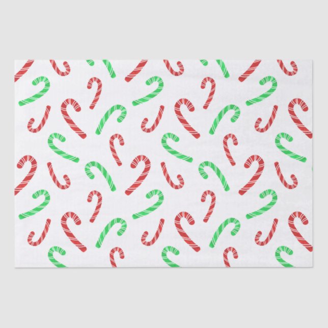 Red and Green Watercolor Candy Cane Pattern  Tissue Paper (Front)