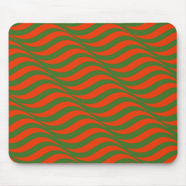 Red and Green Waves Mouse Pad (Front)