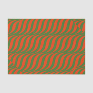 Red and Green Waves Tissue Paper