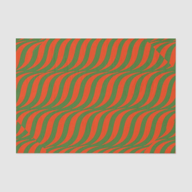 Red and Green Waves Tissue Paper (Front)