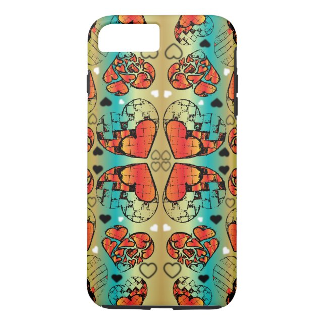 Red and green Whimsical Romantic Hearts pattern Case-Mate iPhone Case (Back)