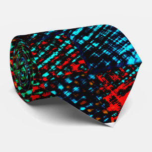 Red and greenish blue, scratched squares or cubes tie