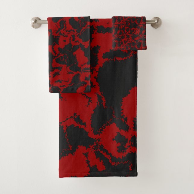 Red and Grey  Bath Towel Set (Insitu)