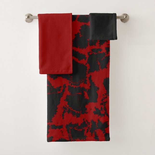Red and Grey Bath Towel Set (Insitu)