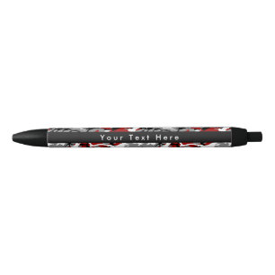 Red and Grey Camo, Camouflage, Military, Army Black Ink Pen