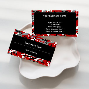 Red and Grey Camo, Camouflage, Military, Army Business Card