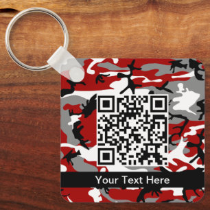 Red and Grey Camo, Camouflage, Military, Army Key Ring