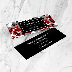 Red and Grey Camo, Camouflage, Military, Army Mini Business Card