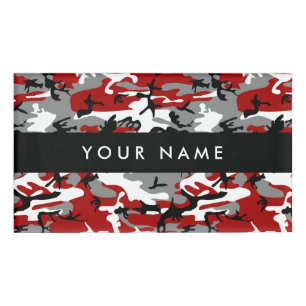 Red and Grey Camo, Camouflage, Military, Army Name Tag