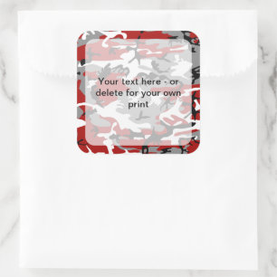 Red and Grey Camo, Camouflage, Military, Army Square Sticker
