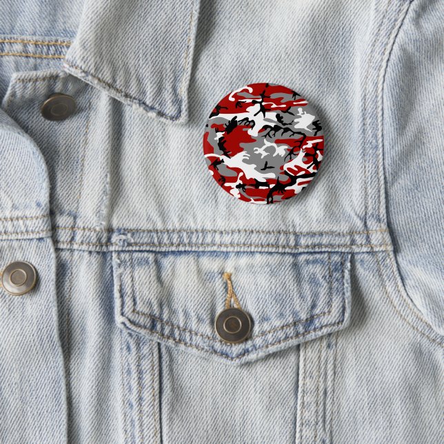Red and Grey Camouflage, Military, Army 6 Cm Round Badge (In Situ)