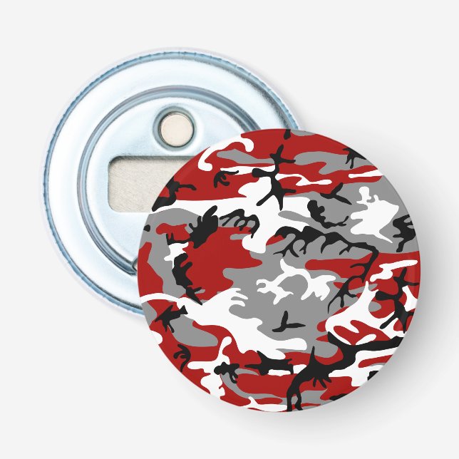 Red and Grey Camouflage, Military, Army Bottle Opener (Front)