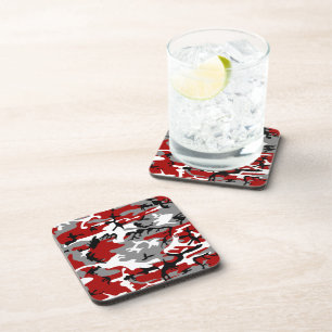 Red and Grey Camouflage, Military, Army Coaster