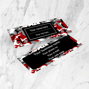 Red and Grey Camouflage, Military, Army Mini Business Card