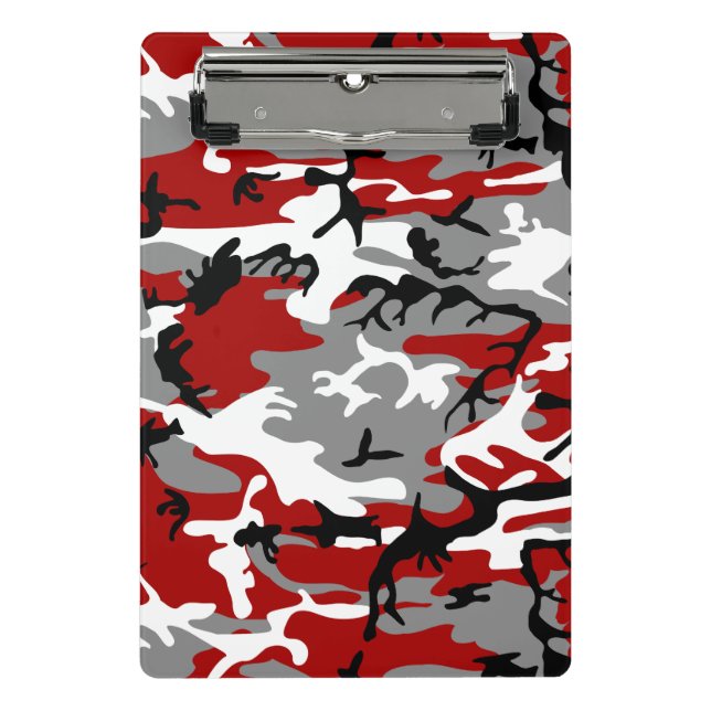 Red and Grey Camouflage, Military, Army Mini Clipboard (Front)