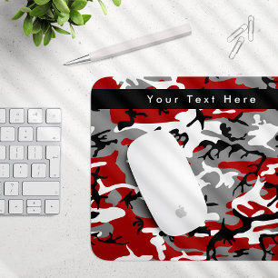 Red and Grey Camouflage, Military, Army Mouse Pad