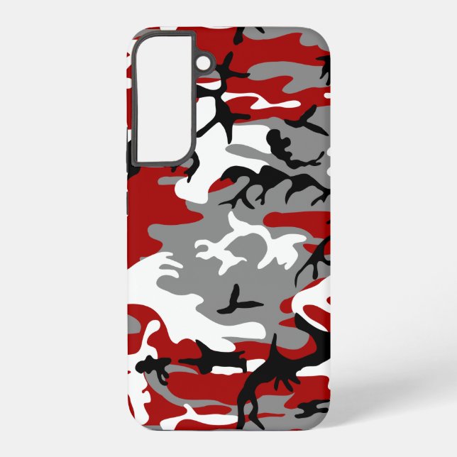 Red and Grey Camouflage, Military, Army Samsung Galaxy S22+ Case (Back)