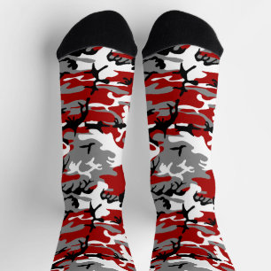 Red and Grey Camouflage, Military, Army Socks