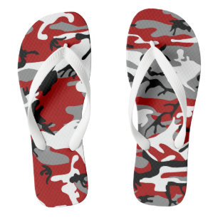 Red and Grey Camouflage, Military, Army Thongs