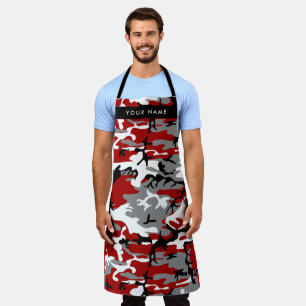 Red and Grey Camouflage Your name Personalise Apron