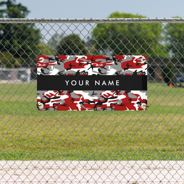 Red and Grey Camouflage Your name Personalise Banner (Insitu)