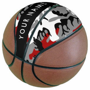 Red and Grey Camouflage Your name Personalise Basketball