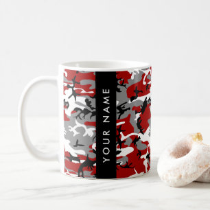 Red and Grey Camouflage Your name Personalise Coffee Mug