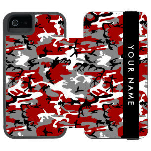 Red and Grey Camouflage Your name Personalise Incipio Watson™ iPhone 5 Wallet Case
