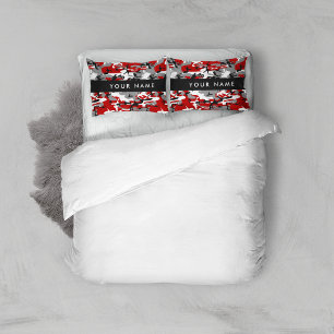 Red and Grey Camouflage Your name Personalise Pillowcase