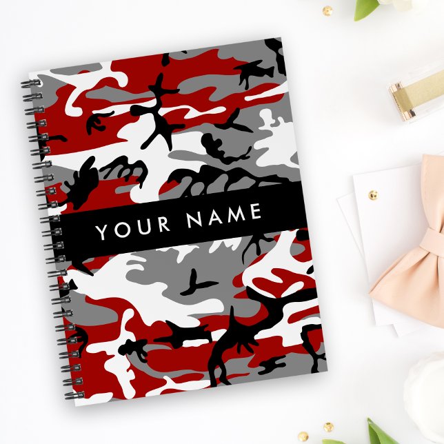 Red and Grey Camouflage Your name Personalise Planner (Creator Uploaded)